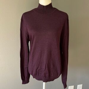 Peruvian Connection Purple Mockneck Sweater Alpaca Silk Blend